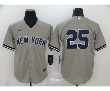 Men's New York Yankees #25 Gleyber Torres Gray No Name Stitched MLB Cool Base Nike Jersey