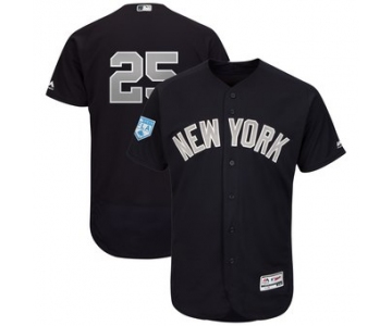 Men's New York Yankees 25 Gleyber Torres Majestic Navy Alternate 2019 Spring Training Flex Base Player Jersey