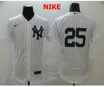 Men's New York Yankees #25 Gleyber Torres White Home No Name Stitched MLB Flex Base Nike Jersey