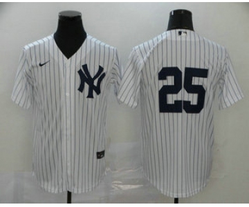 Men's New York Yankees #25 Gleyber Torres White No Name Stitched MLB Cool Base Nike Jersey