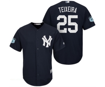 Men's New York Yankees #25 Mark Teixeira Navy Blue 2017 Spring Training Stitched MLB Majestic Cool Base Jersey