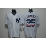 Men's New York Yankees #25 Mark Teixeira White USA Flag Fashion MLB Baseball Jersey