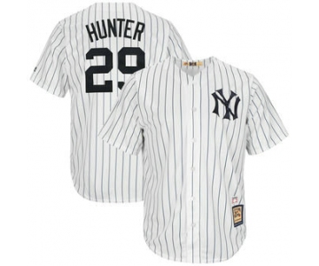 Men's New York Yankees 29 Catfish Hunter Majestic White Cooperstown Collection Cool Base Replica Player Jersey