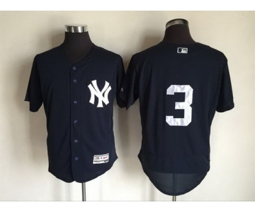 Men's New York Yankees #3 Babe Ruth Retired Navy Blue 2016 Flexbase Majestic Baseball Jersey