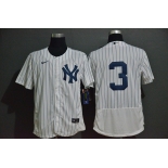 Men's New York Yankees #3 Babe Ruth White Home No Name Stitched MLB Flex Base Nike Jersey