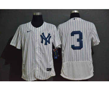 Men's New York Yankees #3 Babe Ruth White Home No Name Stitched MLB Flex Base Nike Jersey