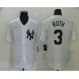 Men's New York Yankees #3 Babe Ruth White Throwback Stitched MLB Cool Base Nike Jersey