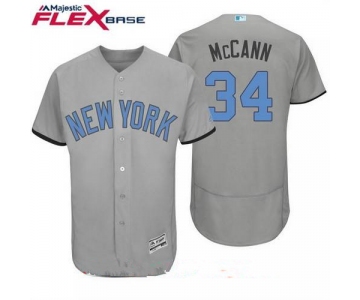 Men's New York Yankees #34 Brian Mccann Name Gray With Baby Blue Father's Day Stitched MLB Majestic Flex Base Jersey