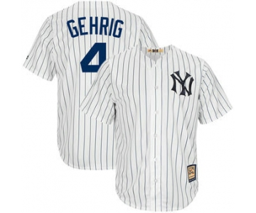 Men's New York Yankees 4 Lou Gehrig Majestic White Big & Tall Cooperstown Collection Cool Base Replica Player Jersey