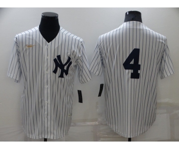 Men's New York Yankees #4 Lou Gehrig No Name White Throwback Stitched MLB Cool Base Nike Jersey