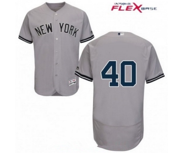 Men's New York Yankees #40 Luis Severino Gray Road Stitched MLB Majestic Flex Base Jersey