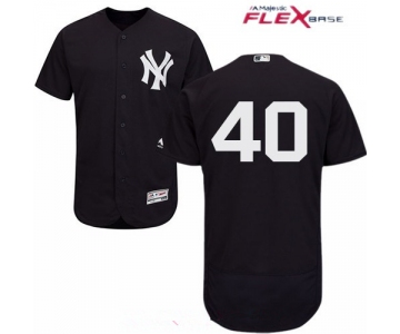 Men's New York Yankees #40 Luis Severino Navy Blue Alternate Stitched MLB Majestic Flex Base Jersey