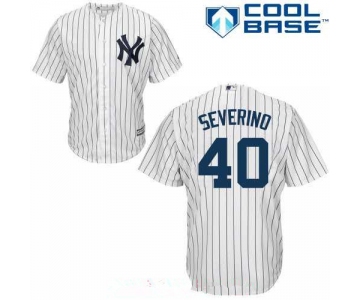 Men's New York Yankees #40 Luis Severino White Home Stitched MLB Majestic Cool Base Jersey
