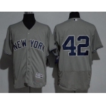 Men's New York Yankees #42 Mariano Rivera No Name Gray Road Stitched MLB Majestic Flex Base Jersey