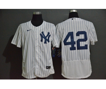 Men's New York Yankees #42 Mariano Rivera White Home No Name Stitched MLB Flex Base Nike Jersey