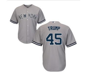 Men's New York Yankees #45 Presidential Candidate Donald Trump Gray Jersey