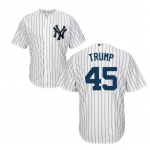 Men's New York Yankees #45 Presidential Candidate Donald Trump White Jersey