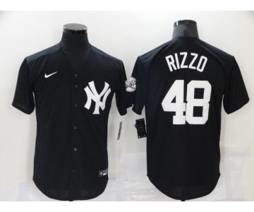 Men's New York Yankees #48 Anthony Rizzo Black Stitched MLB Nike Cool Base Throwback Jersey