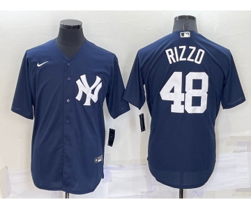 Men's New York Yankees #48 Anthony Rizzo Navy Blue Stitched Nike Cool Base Throwback Jersey