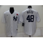 Men's New York Yankees #48 Anthony Rizzo White Cool Base Stitched Rose Baseball Jersey