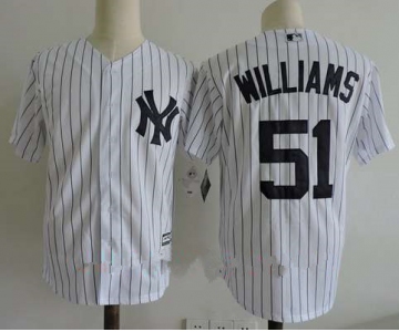 Men's New York Yankees #51 Bernie Williams Retired White Stitched MLB Majestic Cool Base Jersey