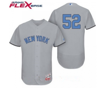 Men's New York Yankees #52 C.C. Sabathia Gray With Baby Blue Father's Day Stitched MLB Majestic Flex Base Jersey