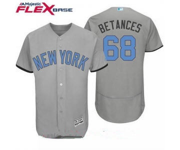 Men's New York Yankees #68 Dellin Betances Name Gray With Baby Blue Father's Day Stitched MLB Majestic Flex Base Jersey