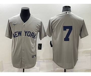 Men's New York Yankees #7 Mickey Mantle 2021 Grey Field of Dreams Cool Base Stitched Baseball Jersey