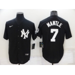 Men's New York Yankees #7 Mickey Mantle Black Stitched Nike Cool Base Throwback Jersey