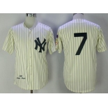 Men's New York Yankees #7 Mickey Mantle Cream Pinstripe 1951 Throwback Cooperstown Collection Stitched MLB Mitchell & Ness Jersey