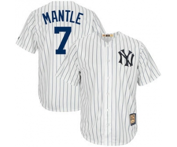 Men's New York Yankees 7 Mickey Mantle Majestic White Home Big & Tall Cooperstown Cool Base Player Jersey