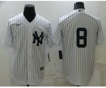 Men's New York Yankees #8 Yogi Berra White No Name Stitched MLB Nike Cool Base Throwback Jersey