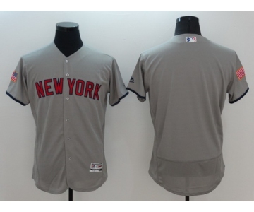 Men's New York Yankees Blank Gray Fashion Stars & Stripes 2016 Flexbase MLB Independence Day Jersey