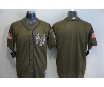 Men's New York Yankees Blank Green Salute to Service Majestic Baseball Jersey