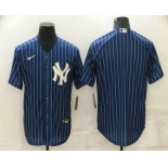 Men's New York Yankees Blank Navy Blue Pinstripe Stitched MLB Cool Base Nike Jersey