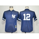 New York Yankees #12 Wade Boggs 1995 Mesh BP Navy Blue Throwback Jersey