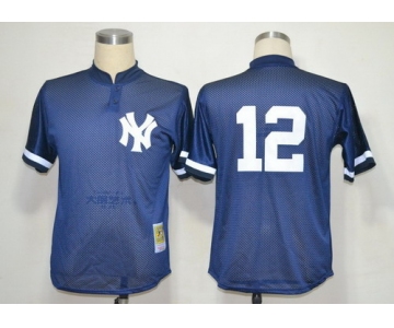 New York Yankees #12 Wade Boggs 1995 Mesh BP Navy Blue Throwback Jersey