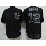 New York Yankees #12 Wade Boggs Black Fashion Jersey