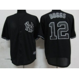 New York Yankees #12 Wade Boggs Black Fashion Jersey