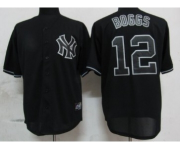 New York Yankees #12 Wade Boggs Black Fashion Jersey