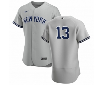 New York Yankees #13 Joey Gallo Men's Nike Gray Authentic Road MLB Jersey - No Name