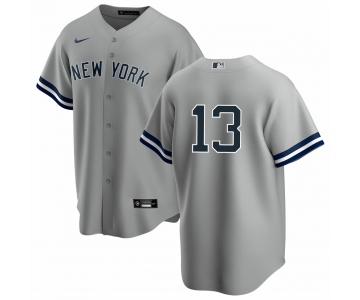 New York Yankees #13 Joey Gallo Men's Nike Gray Road MLB Jersey - No Name