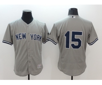 New York Yankees #15 Thurman Munson Retired Gray Road 2016 Flexbase Majestic Baseball Jersey