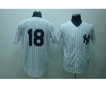 New York Yankees #18 Don Larsen 1956 White Throwback Jersey