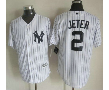 New York Yankees #2 Derek Jeter 2015 White With Navy Pinstripe Jersey
