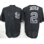 New York Yankees #2 Derek Jeter Black Fashion Jersey