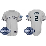 New York Yankees #2 Derek Jeter Gray 3000 Hits Patch Jersey