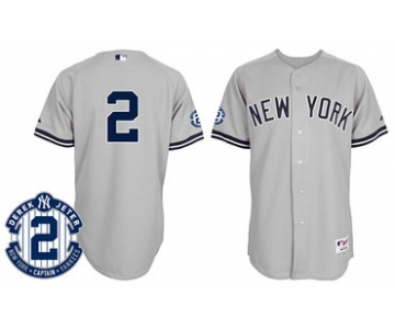 New York Yankees #2 Derek Jeter Gray Retirement Patch Jersey