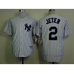 New York Yankees #2 Derek Jeter Name White Jersey