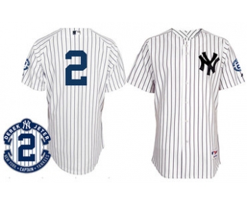 New York Yankees #2 Derek Jeter White Retirement Patch Jersey